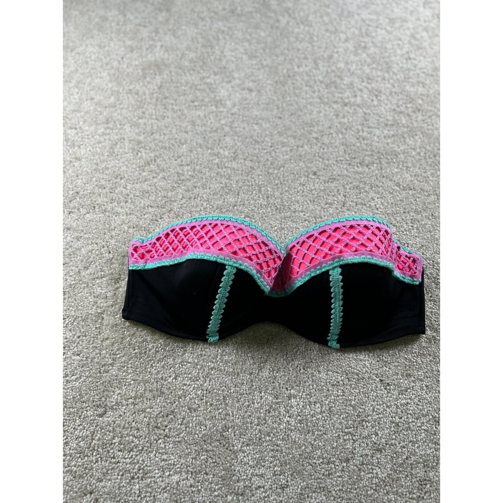 Shade & Shore Women's Swimwear Bandeau Bikini Top 34D Black Pink